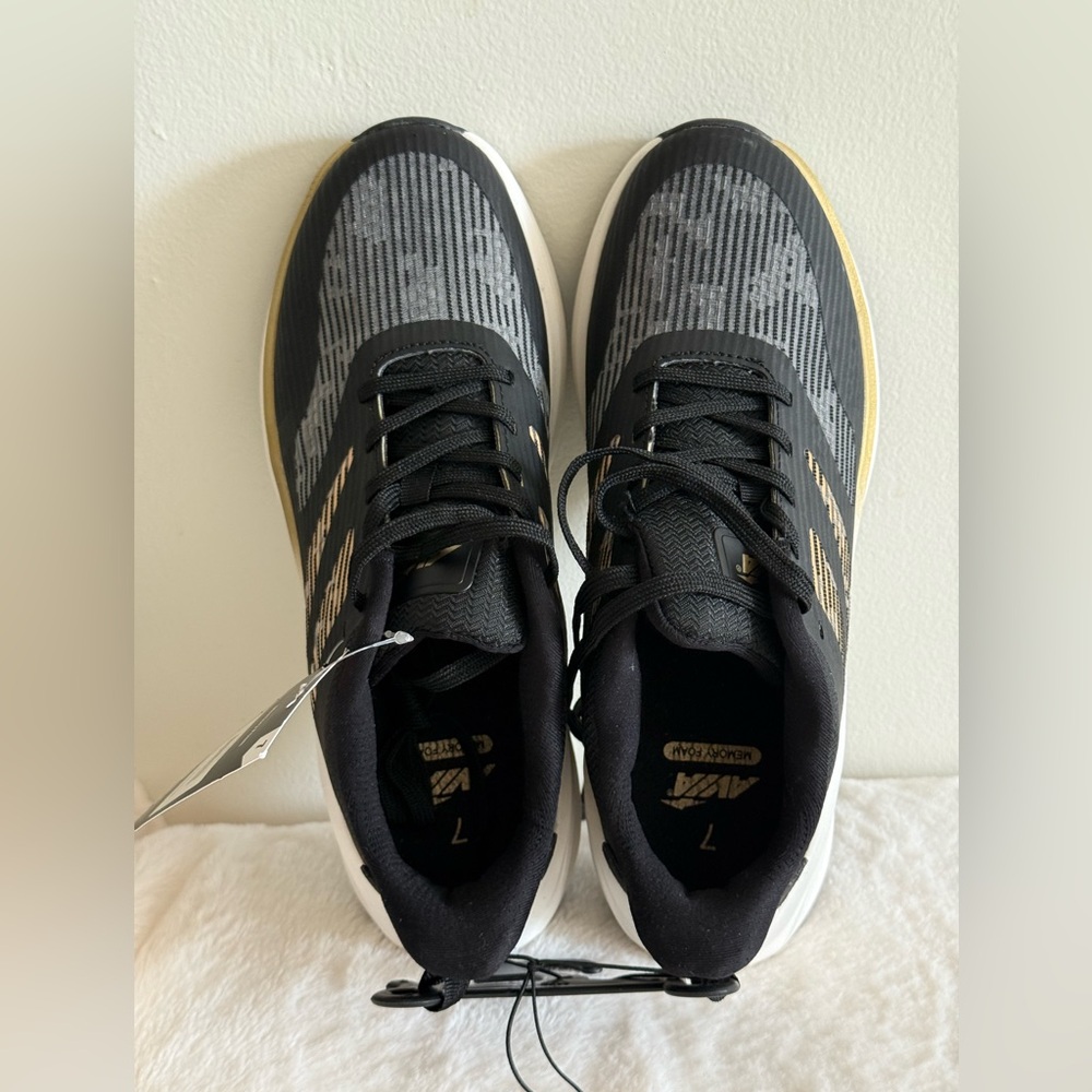 Avia Women's Black and Gold Athletic Shoes